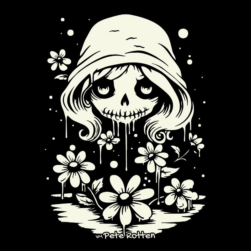 Liebenswerter Totenkopf und Gänseblümchen