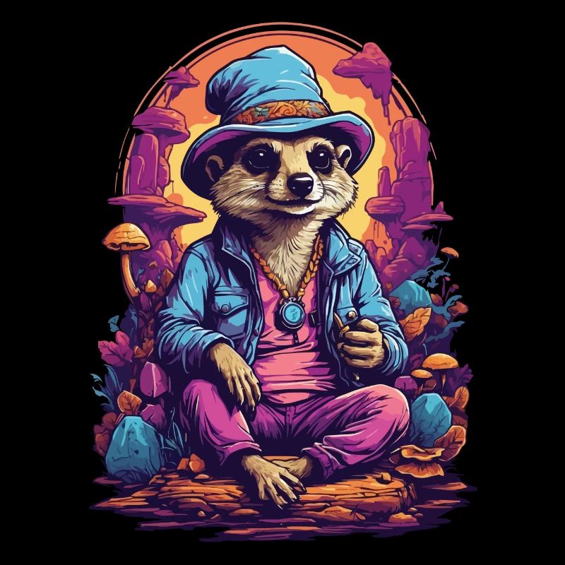 Erdmännchen Wald Pilze Psychedelic Goa Trance Art