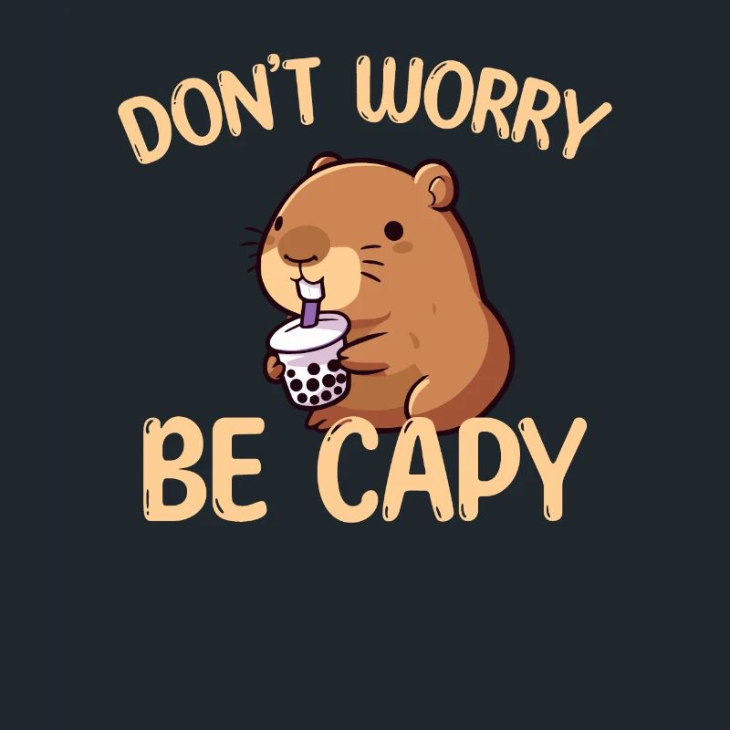 Cute Capybara Drinking Bubble Tea