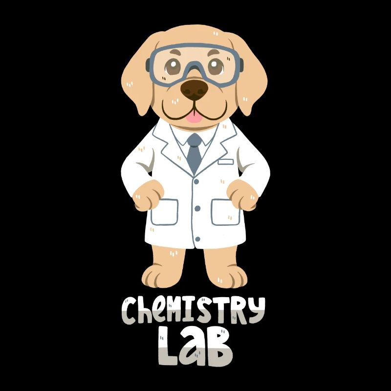 Labrador dans le laboratoire de chimie