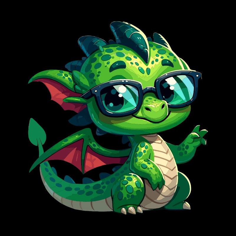 Dragon avec des lunettes dans un style comique