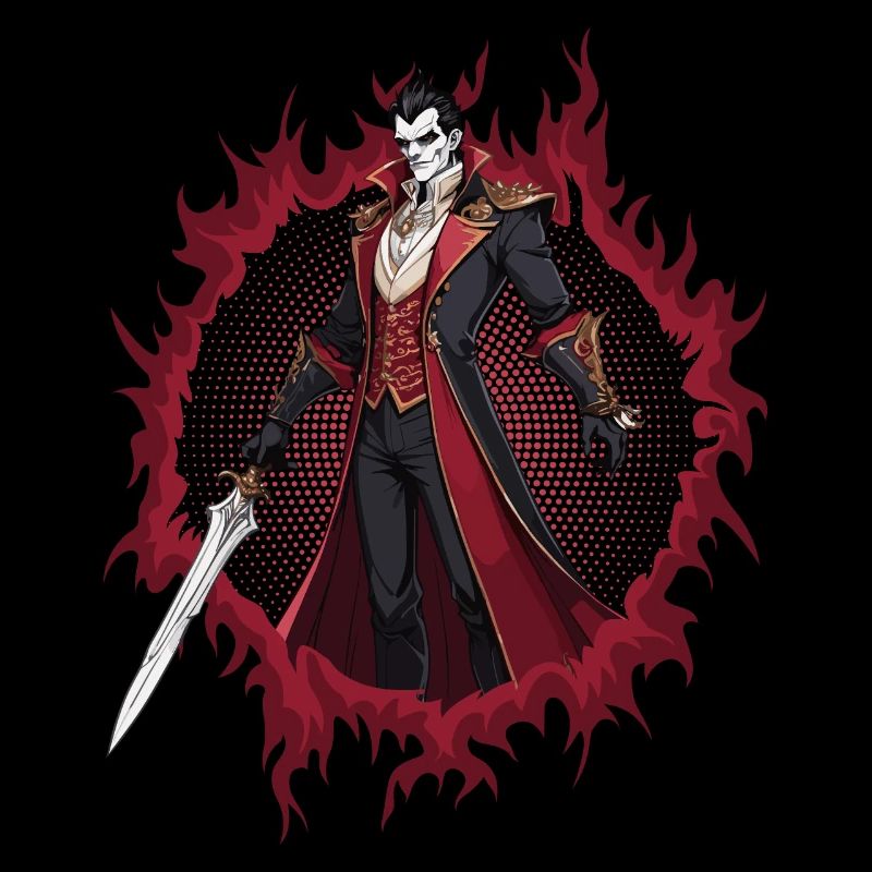 Vampire lord with halftone background