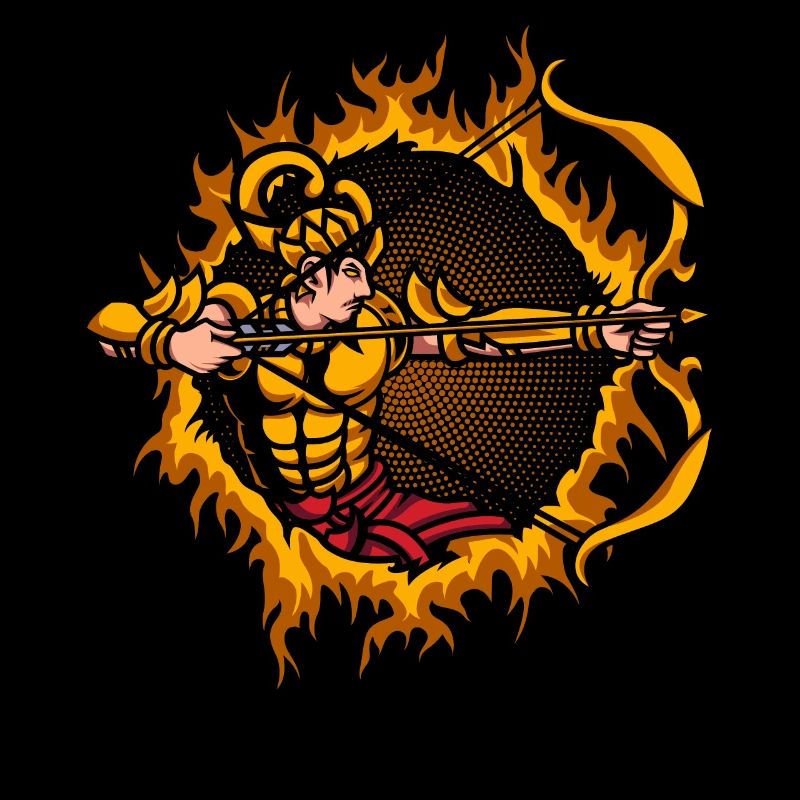 Arjuna, der Bogenschütze, mit Halbton-Hintergrund