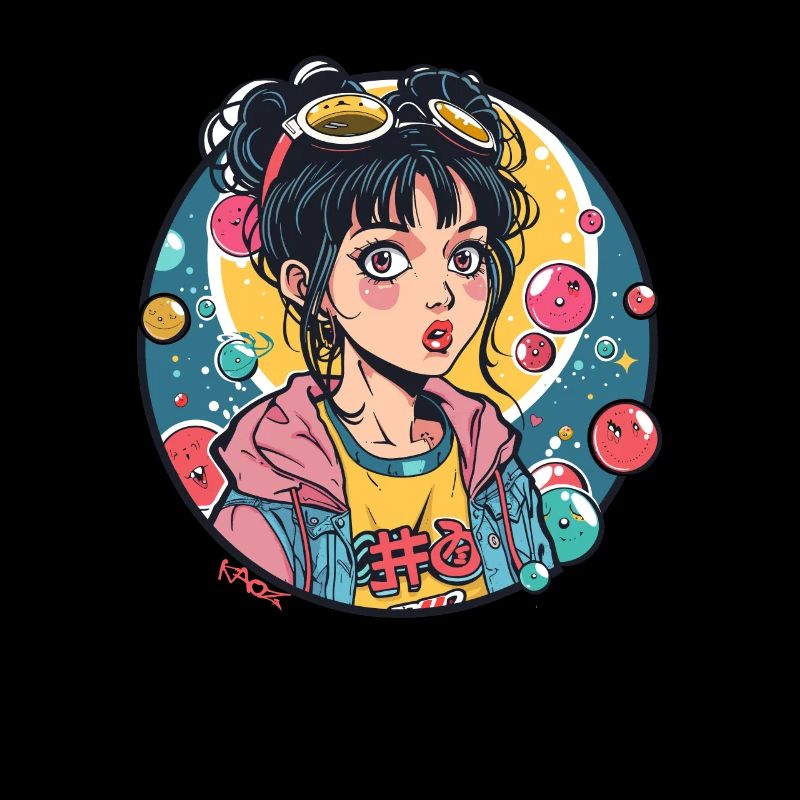 Fille d’anime colorée et sentiments positifs