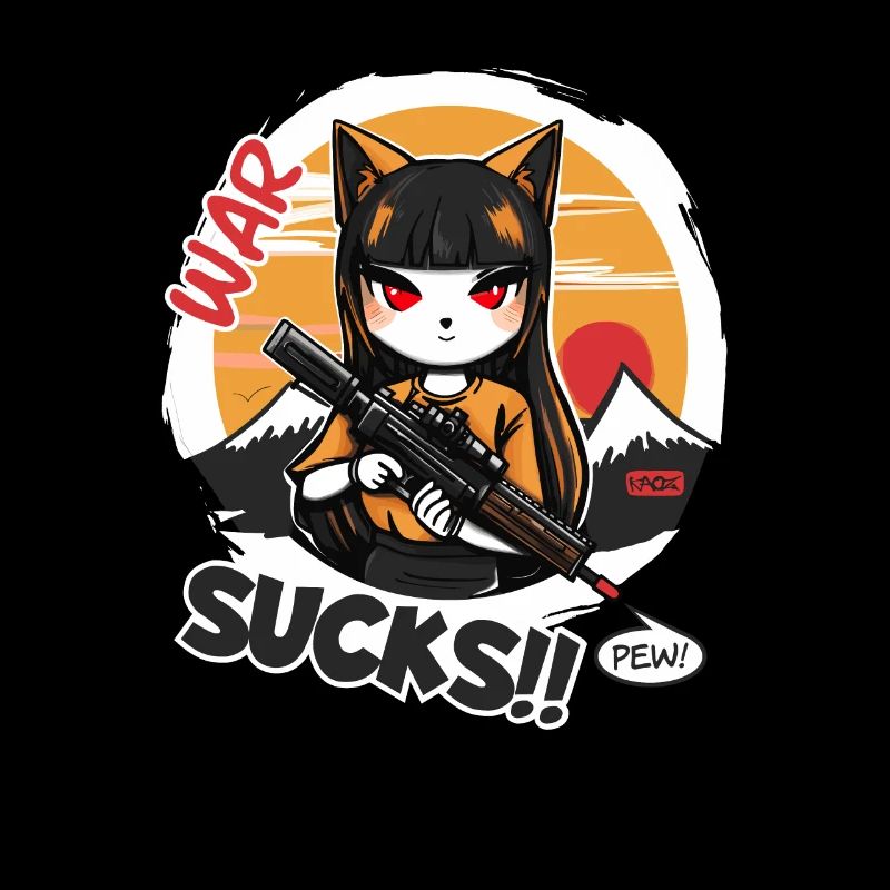 Anime Katze Fuchs Mädchen Krieg ist scheiße