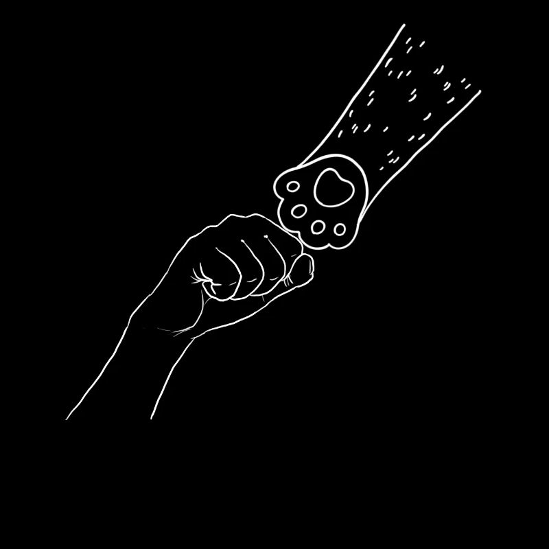A human hand and a dog's paw