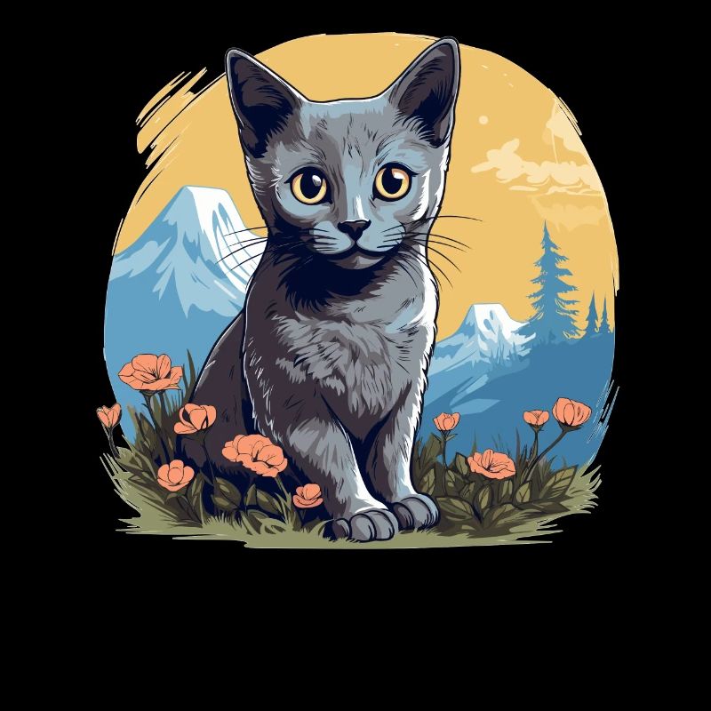 Chat bleu russe Russisch Blau Katze