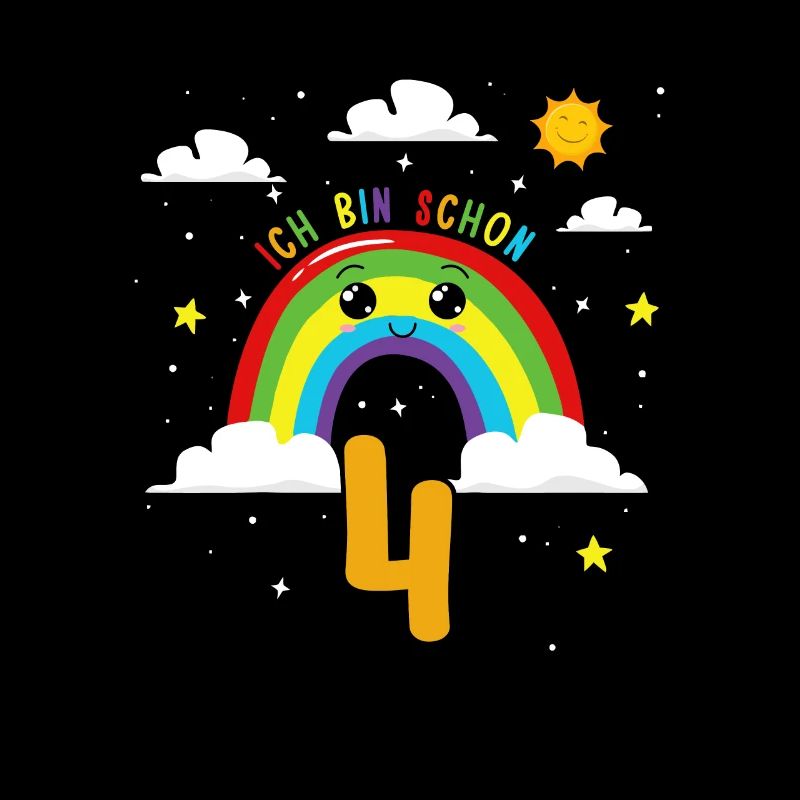 Geburtstag Regenbogen 4 Jahre Ich Bin 4