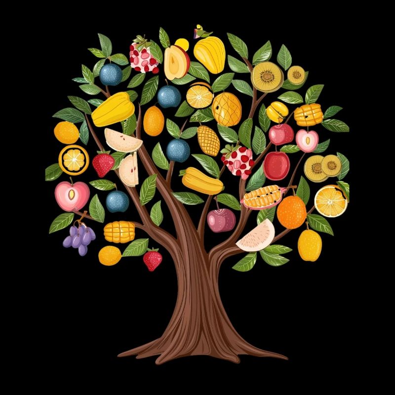 Colorful Fruit Tree with Tropical Fruits