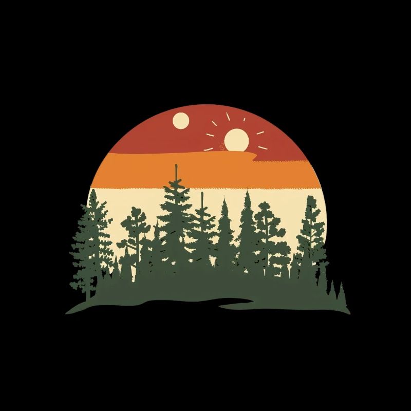 Silhouette de forêt au coucher du soleil
