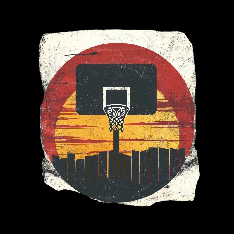 Basket-ball coucher de soleil look rétro
