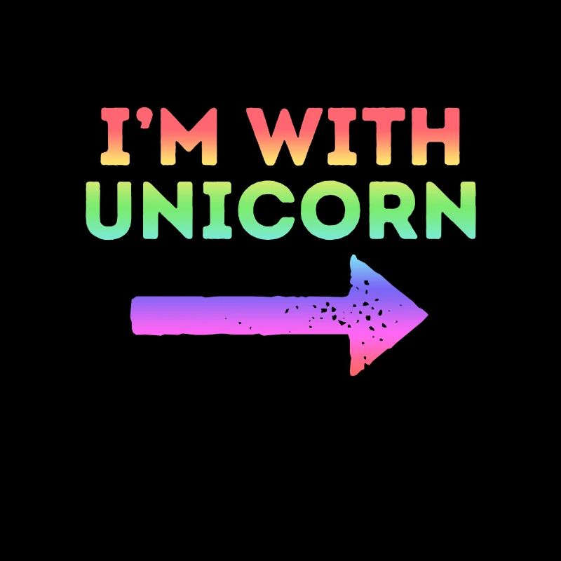 Je suis avec Licorne arc-en-ciel magique pointant la flèche