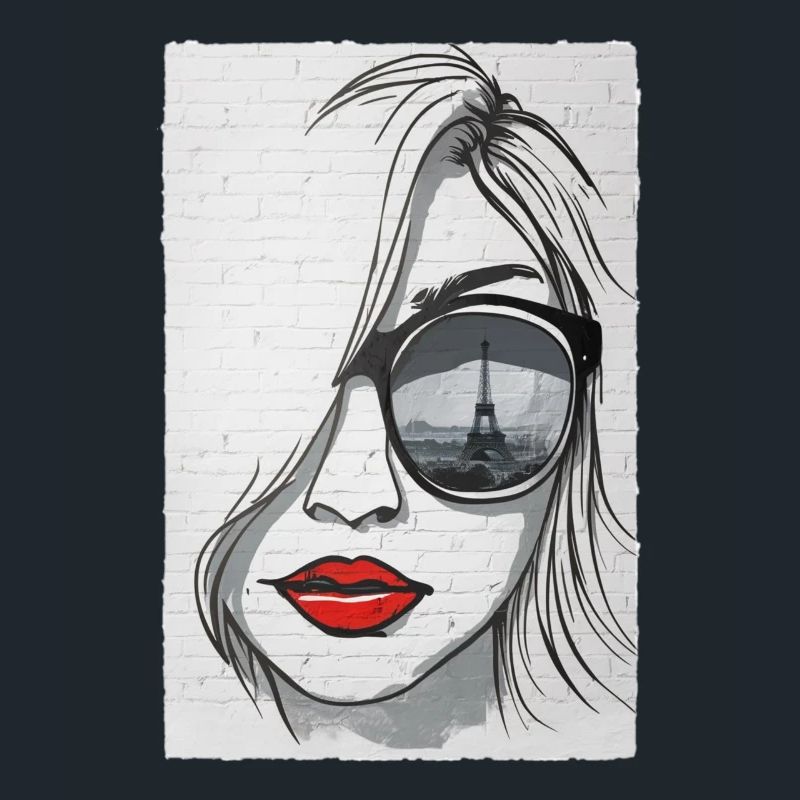 Graffiti-Mädchen in Paris - Eiffelturm