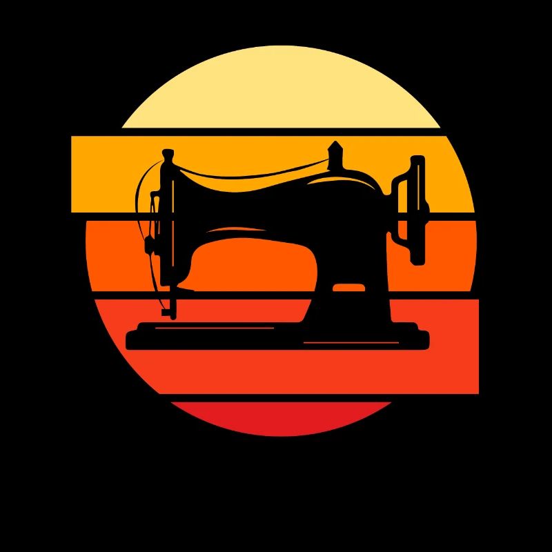 Couturière à la machine à coudre Retro