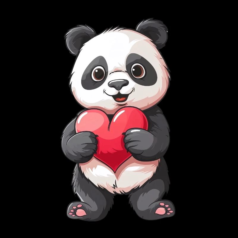 Cute Panda Holding Heart for Animal Lovers