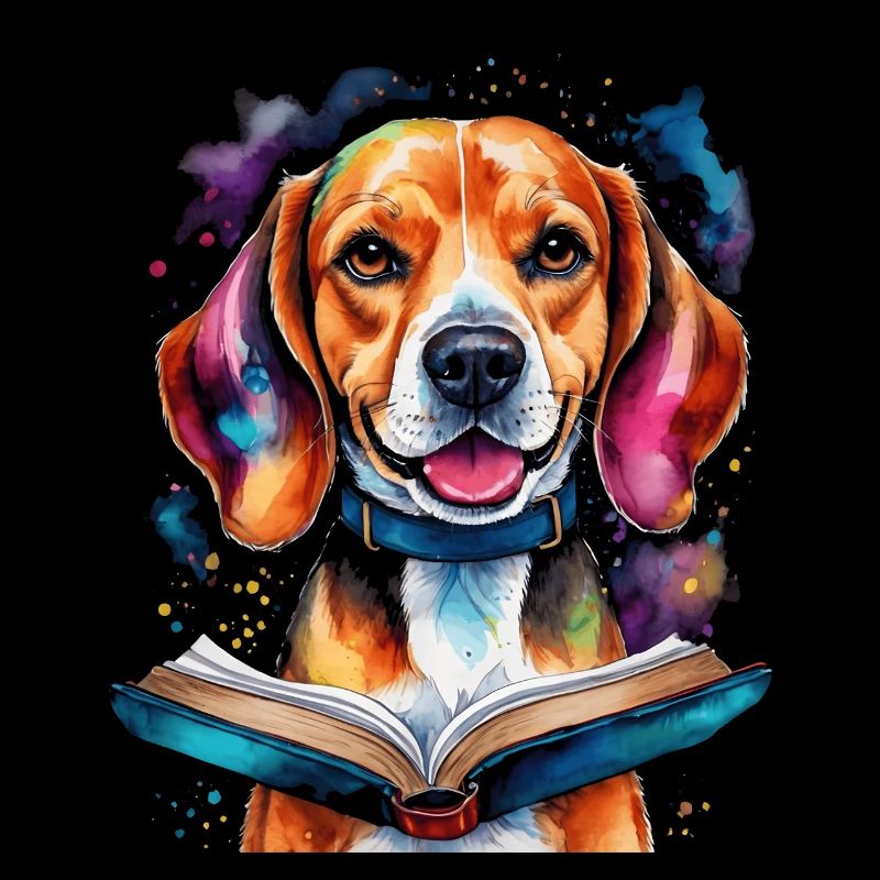 Beagle Lesen Buch Hund Lustig Tier Design Print