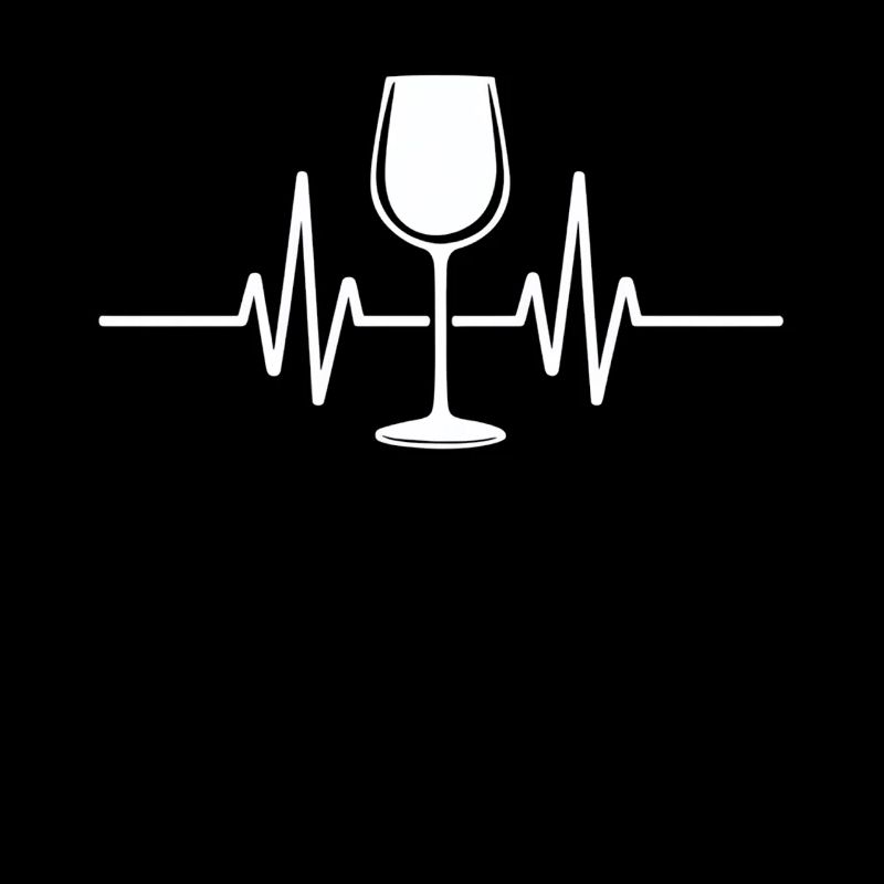 Weinglas Herzschlag EKG Linien Design