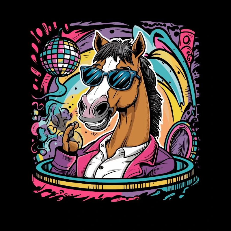 Drôle de cheval avec lunettes de soleil boule disco