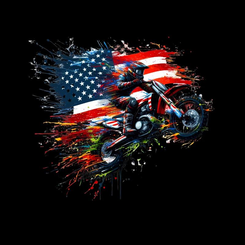 Drapeau américain de motocross du jour de l’indépendance