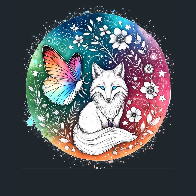 Fuchs-Schmetterlinge-Tier-Blumen-Illustrations-Out