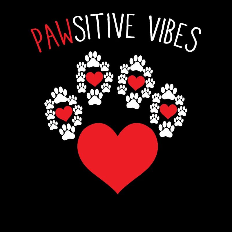 Pawsitive Vibes Empreintes De Pattes Mignonnes Et Coeurs Animal