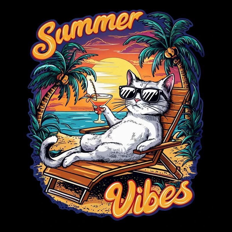 chat sur la plage pour l'été