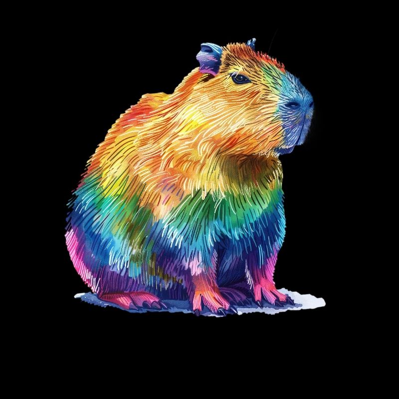 Capybara Rainbow Colorful Capybara Portrait