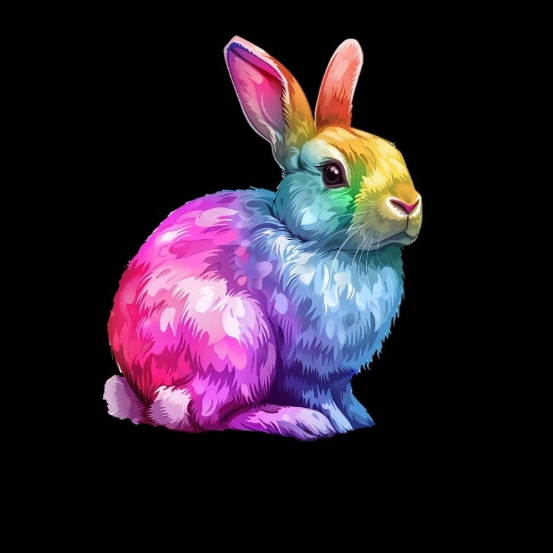 Colorful Rainbow Bunny Artwork