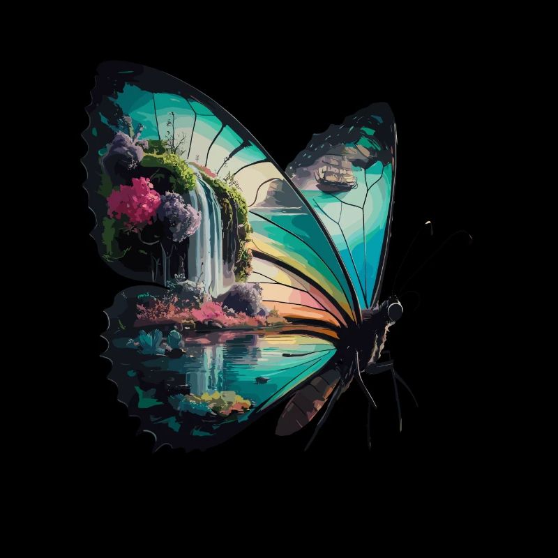 Schmetterling Wasserfall Naturszene