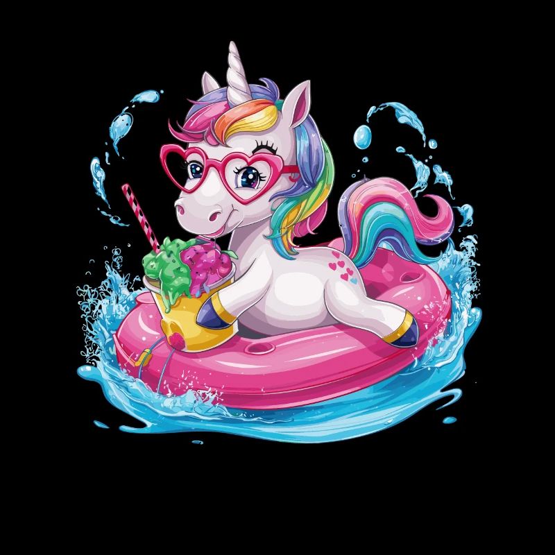 Niedliches Einhorn genießt Eiscreme-Spaß