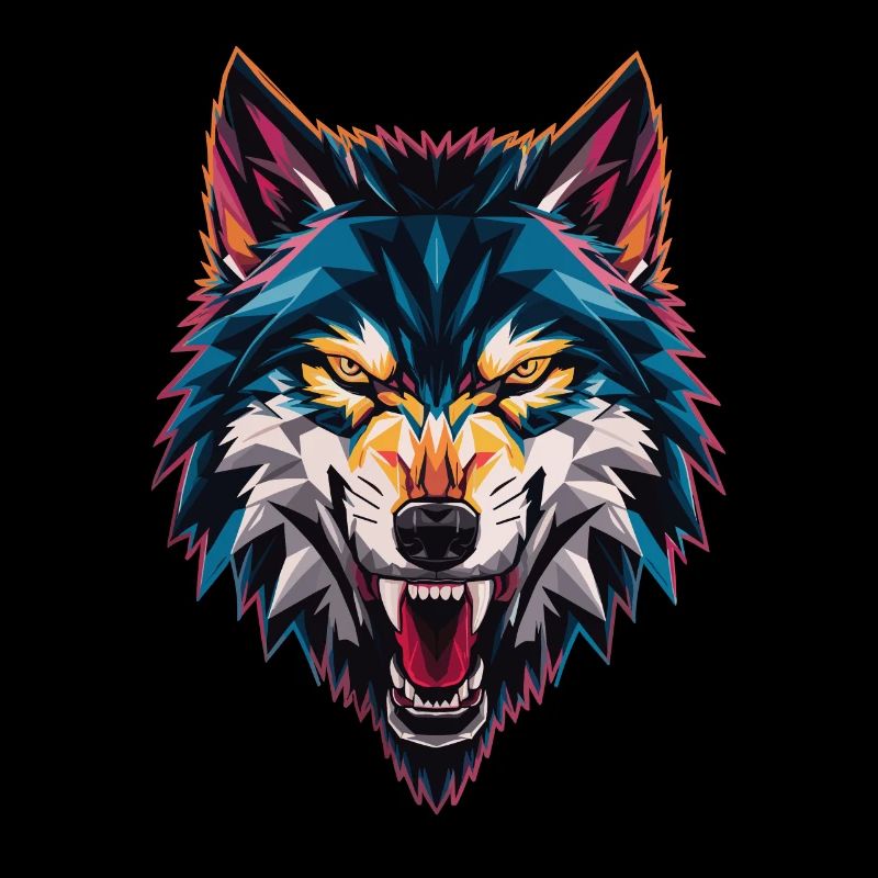 Bunter Geometrischer Wolfskopf