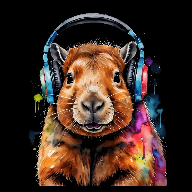 Capybara Kopfhörer Capy Bunt Tier Design Print