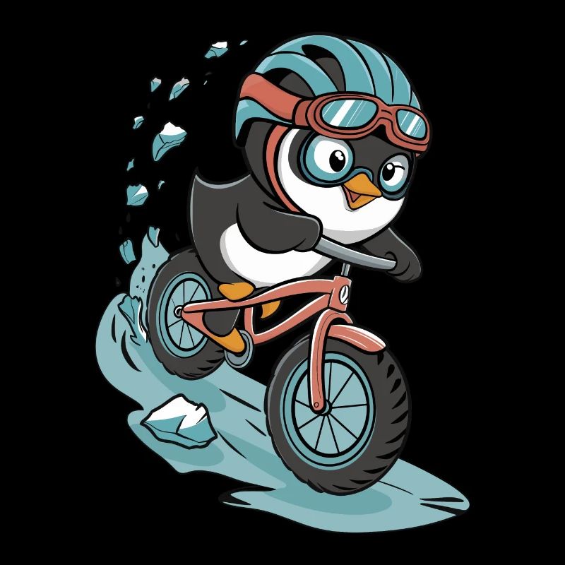 Pingouin cycliste en action