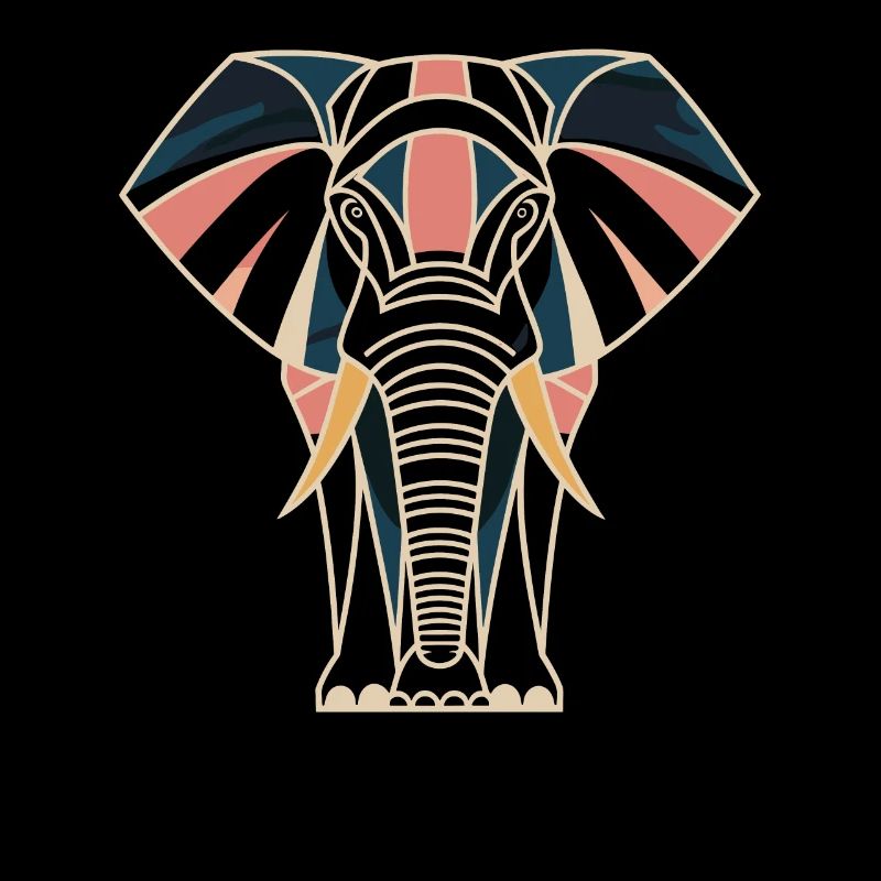 Retro Style Geometric Elephant