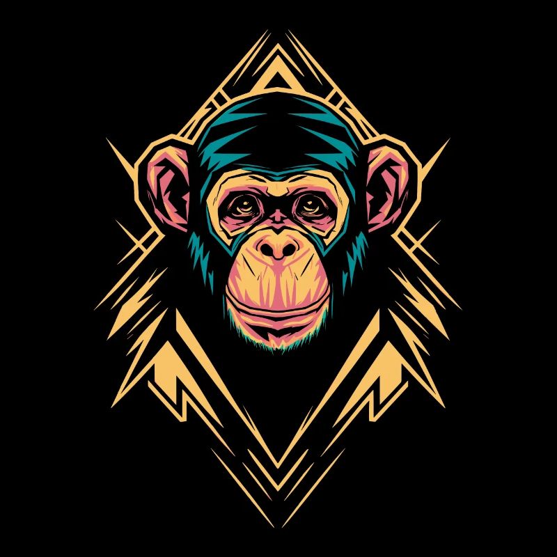 Tête de singe aux formes géométriques