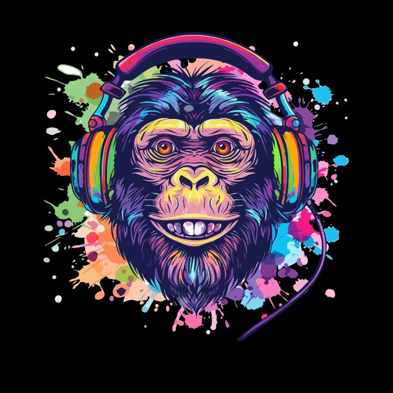 Affe Mit Kopfhörer Damen Deko Herren Geschenk