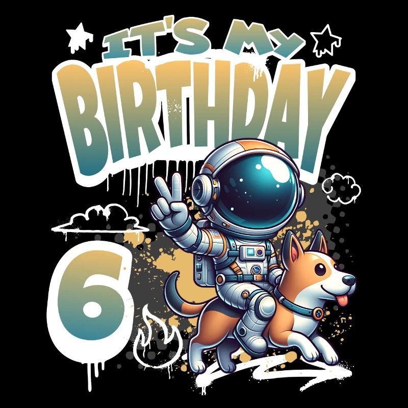 Astronaute 6e anniversaire Chien de l'espace drôle