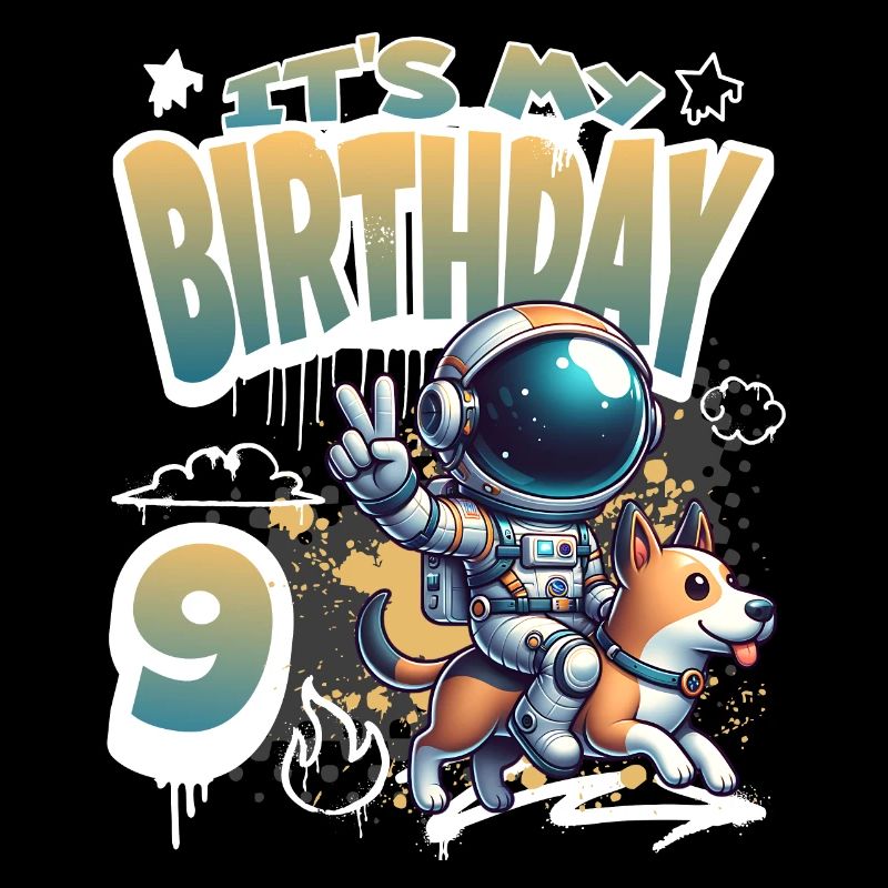 Astronaute 9e anniversaire Chien de l'espace drôle