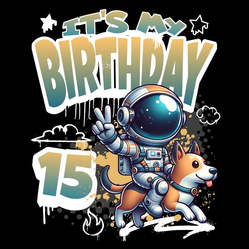 Astronaute 15e anniversaire Chien de l'espace drôle