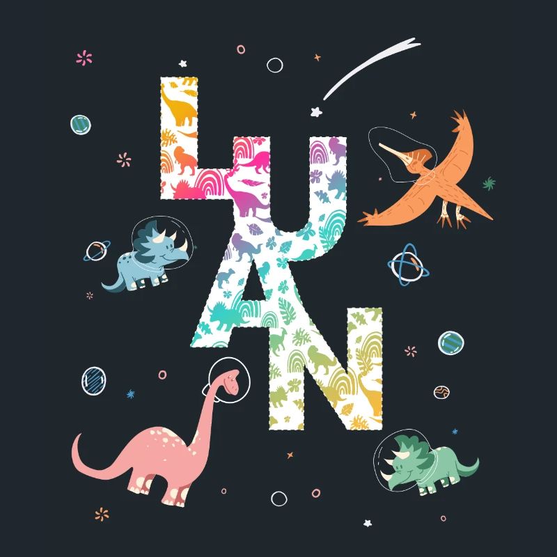 LUAN - Beautiful boy name with dinosaur