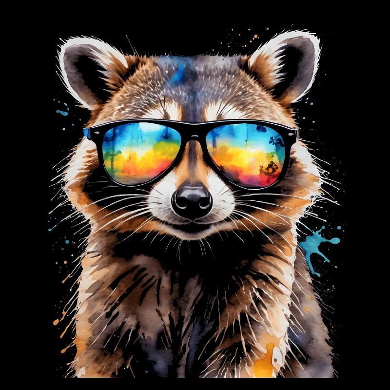 Waschbär Sonnenbrille Bunt Tier Design Print