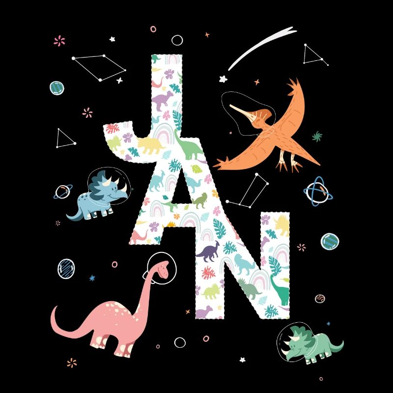 JAN - Schöner Jungen Name mit Dinosaurier