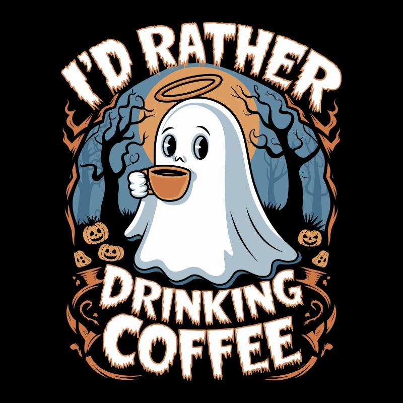 Fantôme d'Halloween dans la nuit : Cher café