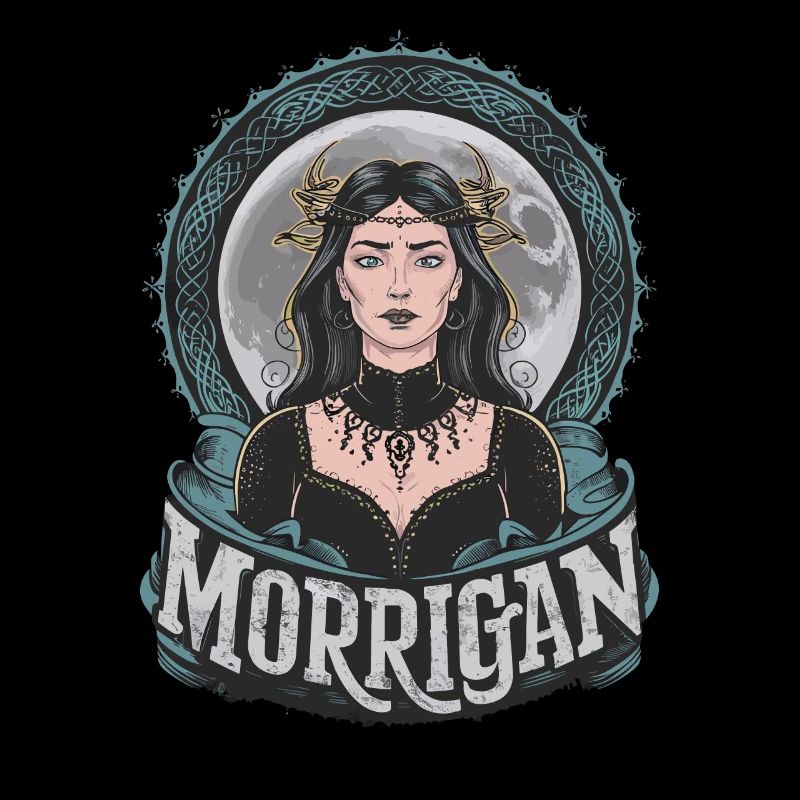 Mystical Moon Goddess Morrigan with Celtic Designs