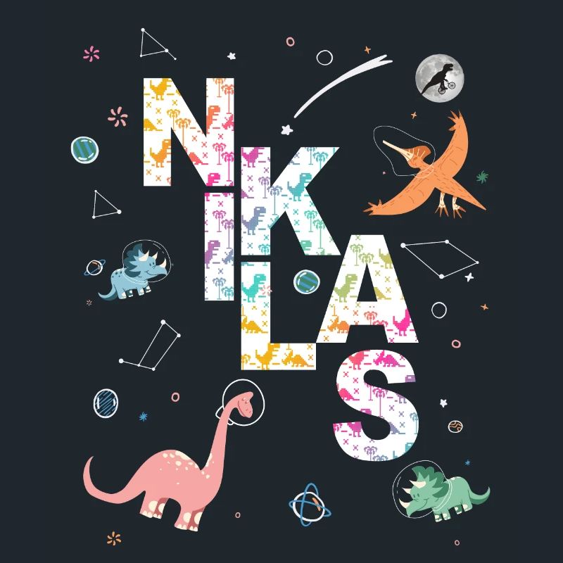 NIKLAS - Beautiful boy name with dinosaur