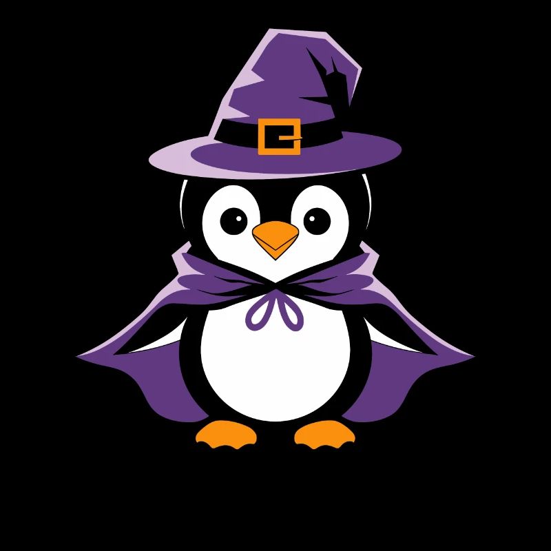 Pingouin Halloween Chapeau de sorcière et cape