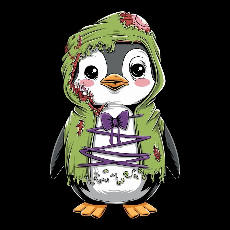 Cute zombie penguin for Halloween