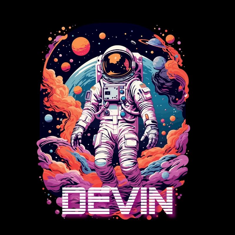 DEVIN - Beautiful boy name with cool astronaut