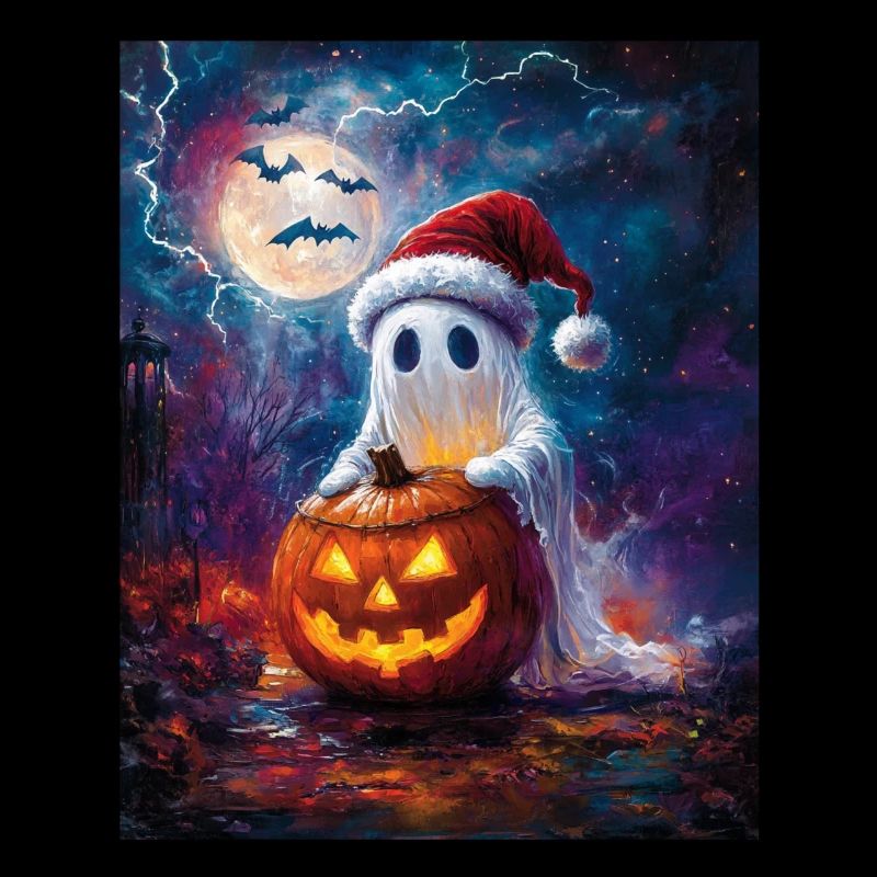 Halloween Gift Ghost with Christmas Hat Decoration