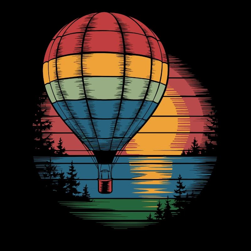 Montgolfière Rétro Sunset Forest
